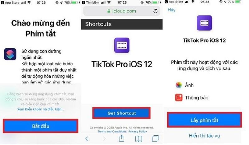 hãy cài đặt Shortcut Application