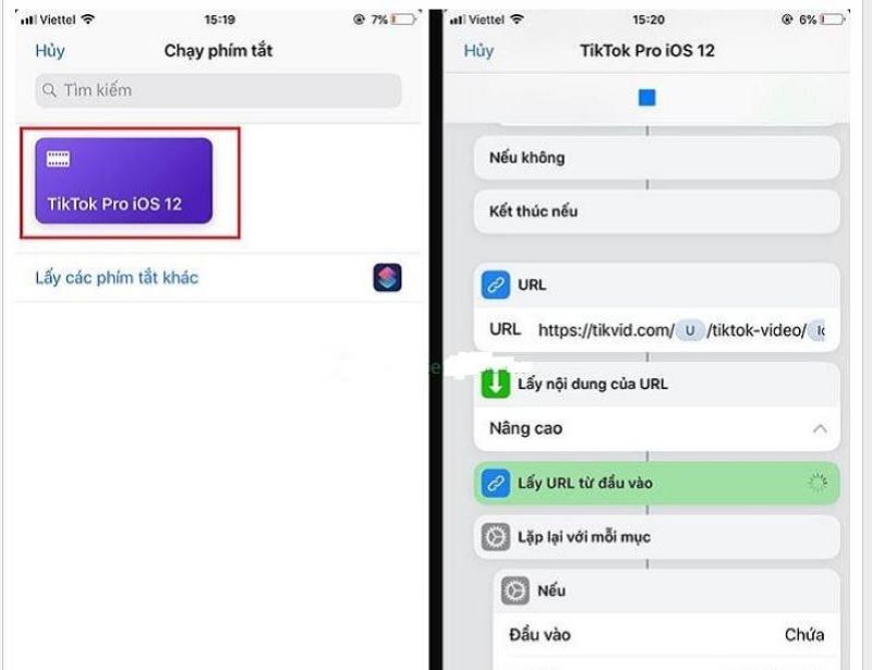 Cuối cùng, hãy nhấn vào shortcut TikTok Pro iOS 12 trong Phím Tắt và xem ngay video không có logo TikTok