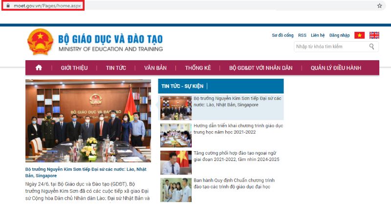 Website của Bộ Giáo dục và Đào tạo (GDĐT)